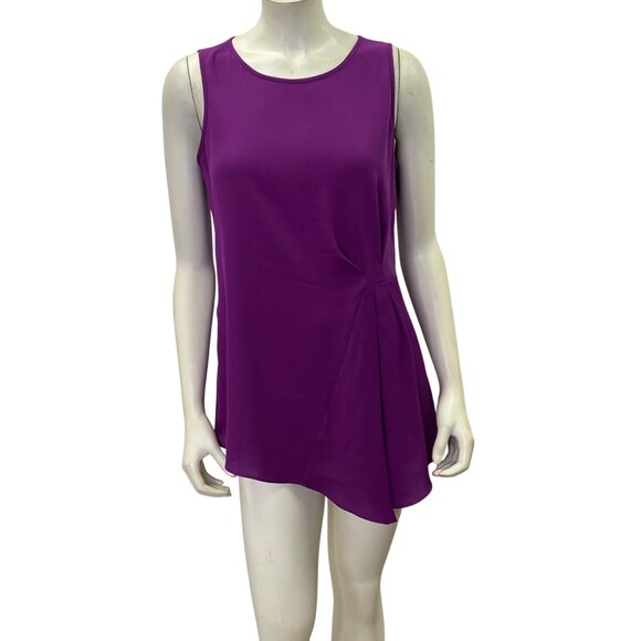 White House Black Market‎ Purple Sleeveless Asymmetrical Drape Tank Top Blouse M - Picture 3 of 6